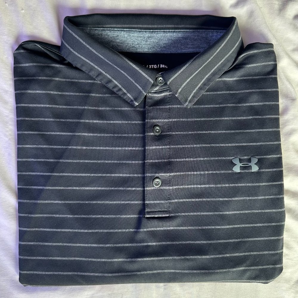 Like New Men's UA Playoff Polo Core Stripe Black XXXL 3X